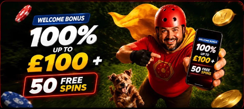 VegasHero App: 100% up to &pound;100 + 50 free spins